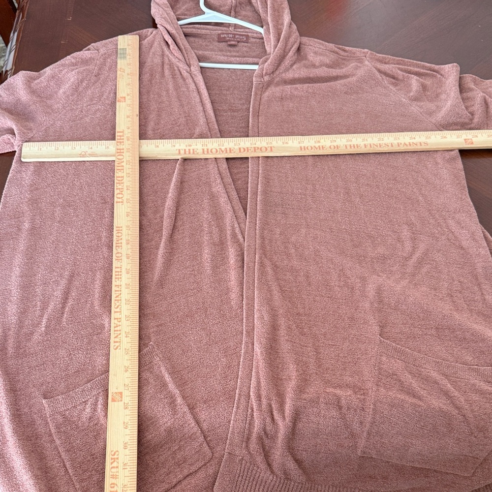 Barefoot dreams cozy chic ultra lite Brown Hooded Sweater cardigan pockets - Picture 9 of 11